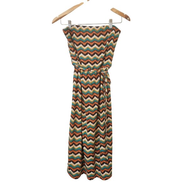 Maurices Strapless Dress Midi 70s Hippie Disco Indie Boho Festival Summer Cute - Picture 2 of 9